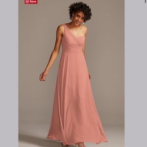 David’s Bridal One-Shoulder Full Skirt Bridesmaid Dress Size 10 Desert Coral